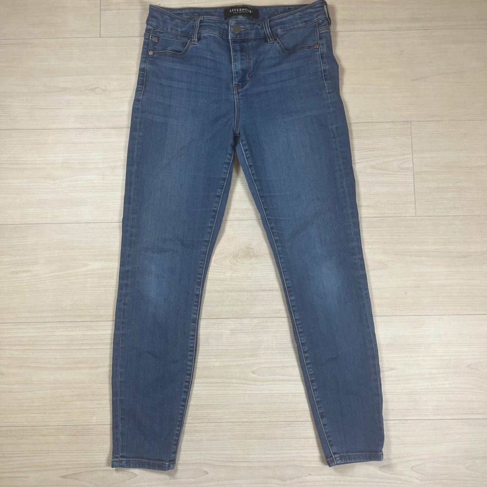 Liverpool Los Angeles High Rise Ankle Skinny Jeans Medium Wash Blue Size 6 28